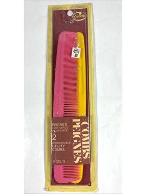 Goody Unbreakable Utility Dressing Hair Combs 2 pack 125/3 Orange Pink NEW 1978